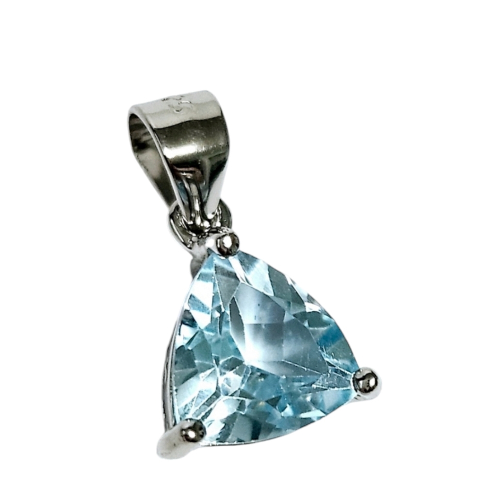 1.75ct Swiss Blue Topaz Trillion Sterling Silver Pendant